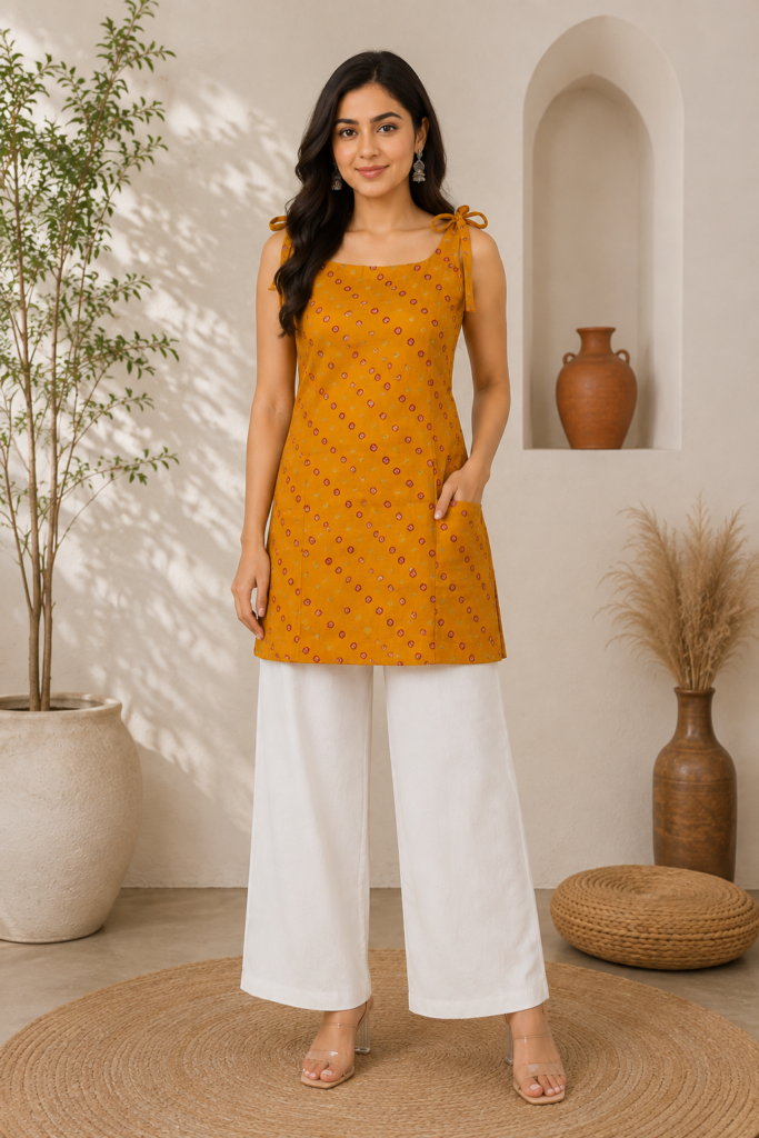 Sunehri Bandhani Kurti
